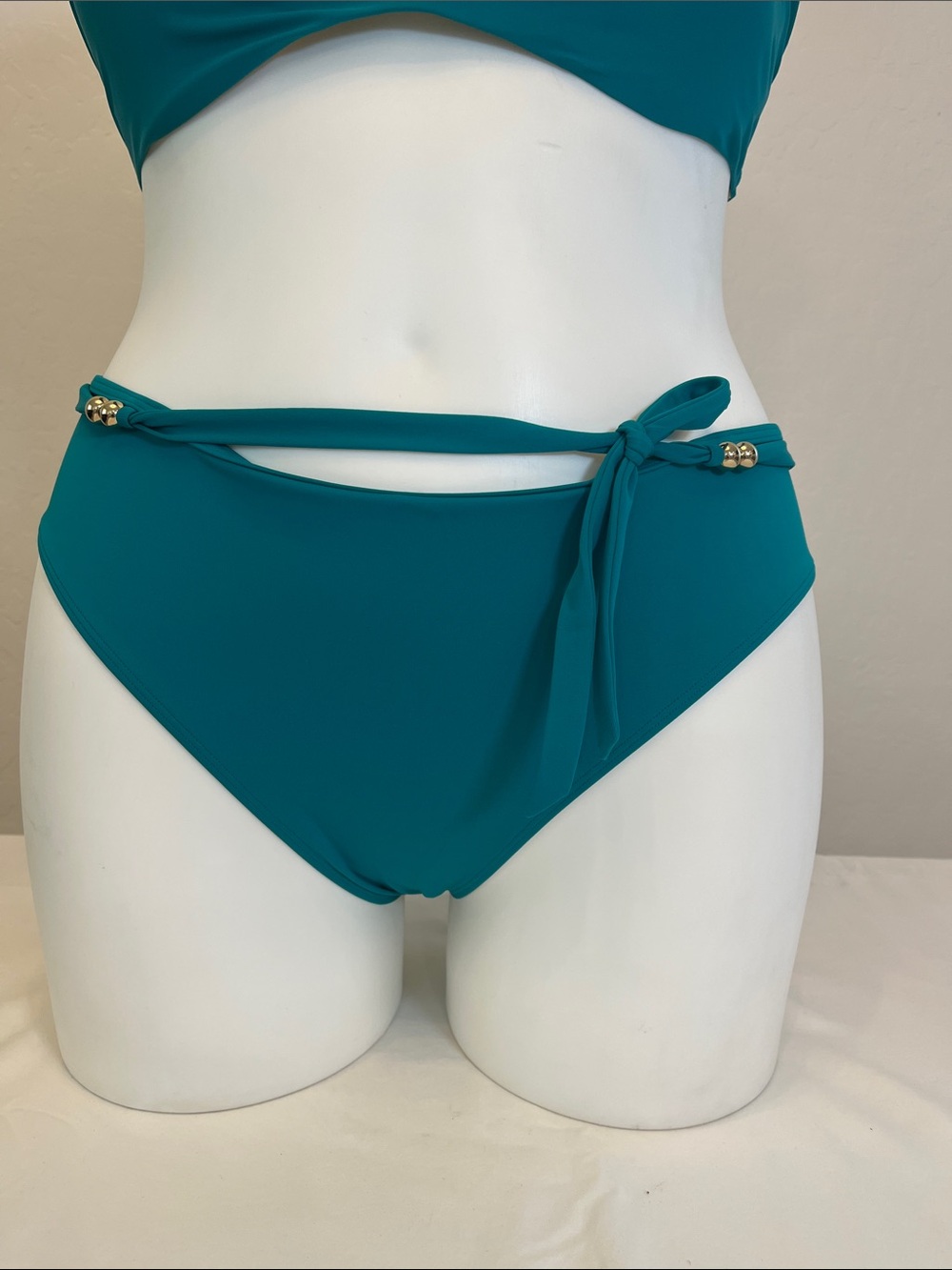 Teal Halter Floral Accent Bikini Set - Women Swim - Picture 3 of 6
